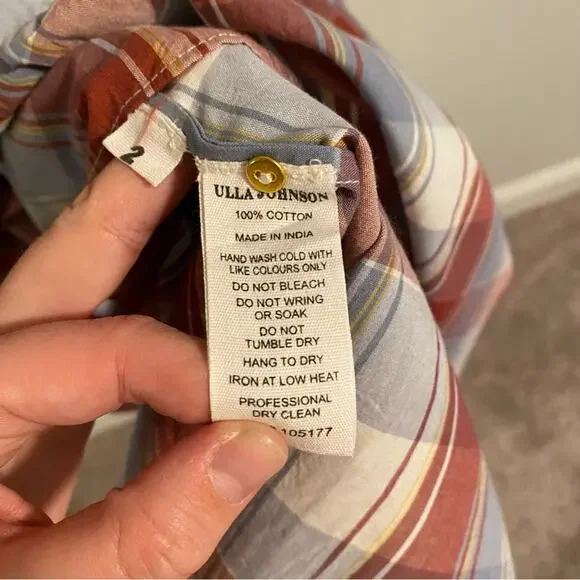 NWT Ulla Johnson Red Blue Plaid Mini Dress 2 - Picture 7 of 13